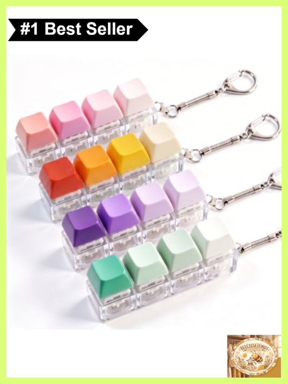 Tactile Fidget Keyboard Keychain Set 4 Mechanical Key Feels Portable Sensory